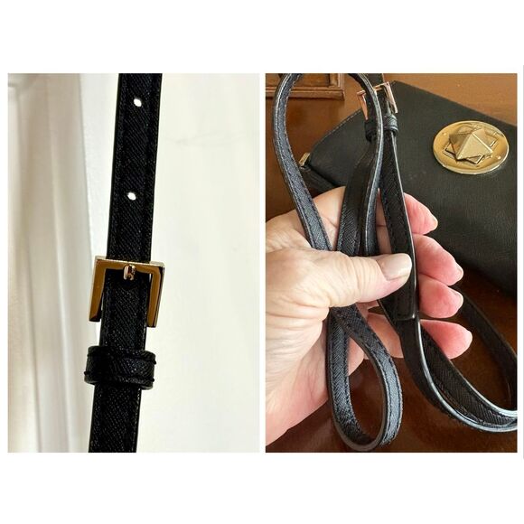 KATE SPADE - Newbury Lane Sally Saffiano Leather Turnlock Crossbody in Black. - Picture 13 of 14